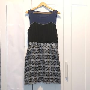 Blue and Black Dress with Sheer Top and Plaid Skirt for Anthropologie